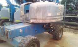 Genie S45 boom lift before painting